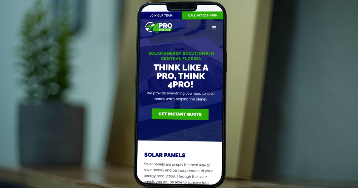 phone showing the 4ProEnergy website