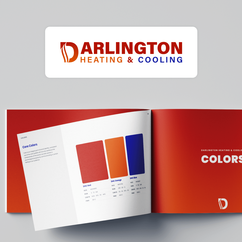 Darlington's logo and brand guidelines document showing the colors section.